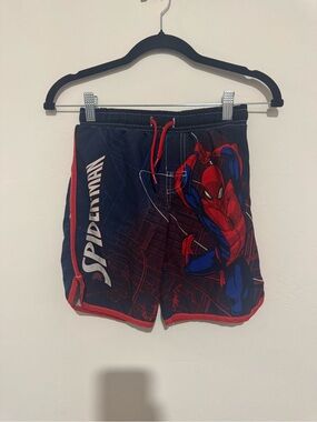 Marvel Spider-Man Boys Swim Trunks - Size 6/7 - Blue/Red Graphic Trunks
